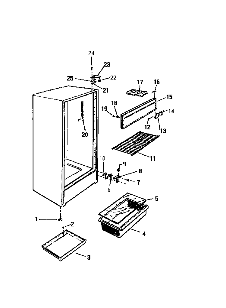 CABINET, SHELVES, DIVIDER, FAN ASSE Diagram and Parts List for RC101GRW7  Frigidaire Refrigerator