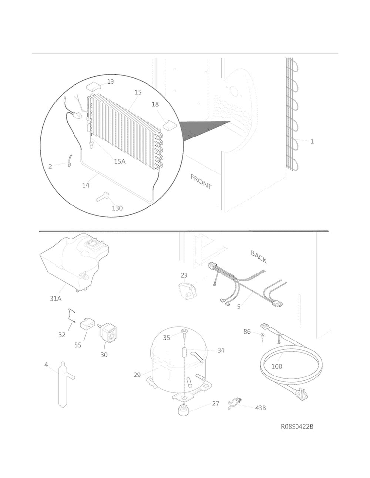 System Diagram and Parts List for 25322442411  Kenmore Freezer
