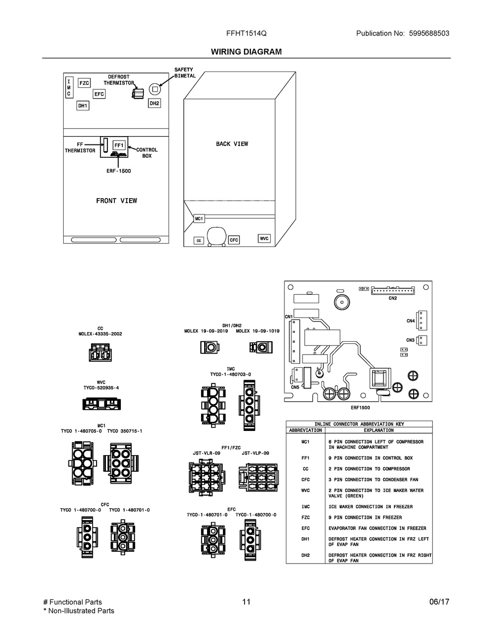 Wiring Diagram Diagram and Parts List for FFHT1514QW5  Frigidaire Refrigerator