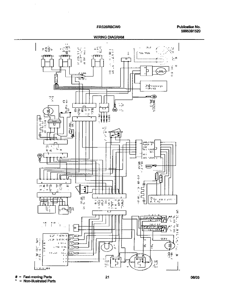 WIRING DIAGRAM Diagram and Parts List for FRS26RBCW0  Frigidaire Refrigerator