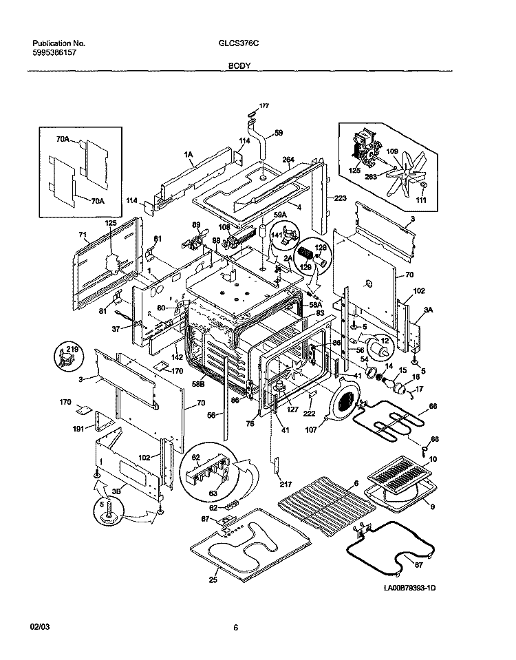 BODY Diagram and Parts List for GLCS376CSA  Frigidaire Range