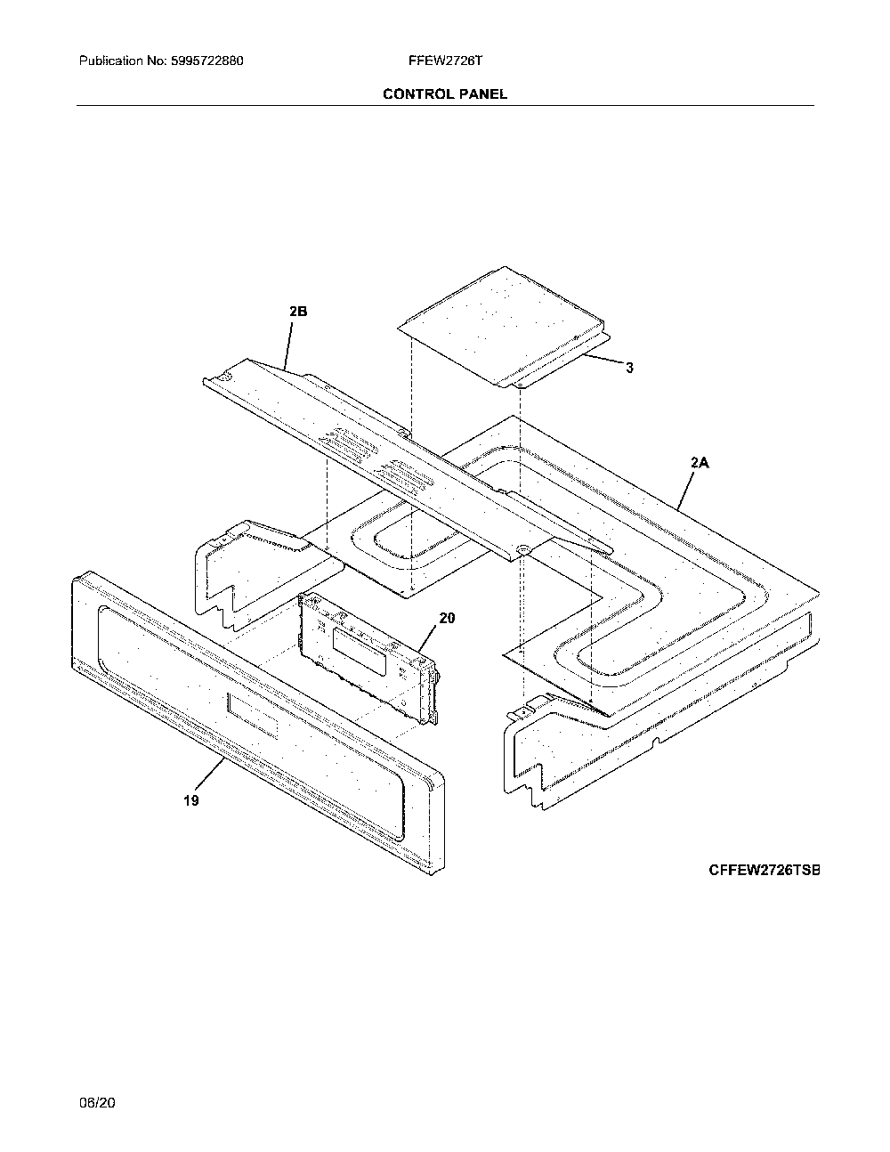 Control panel Diagram and Parts List for FFEW2726TBD  Frigidaire Wall Oven