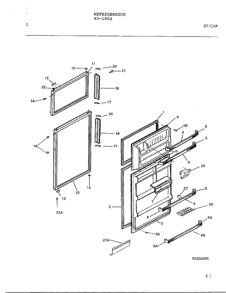 Electrical Equipment Diagram and Parts List for 95-1962  Frigidaire Refrigerator