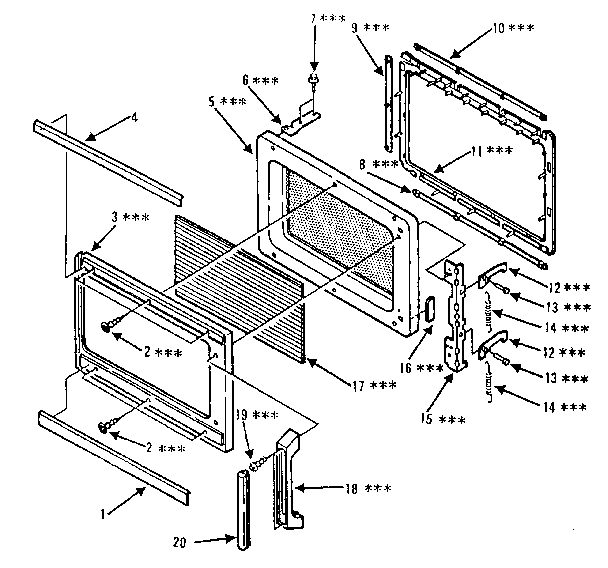 Door Parts Diagram and Parts List for 5648737480  Kenmore Microwave