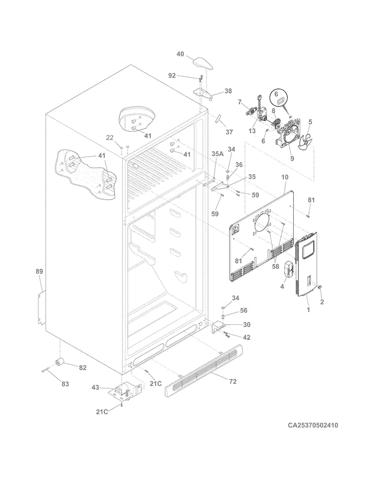 Cabinet Diagram and Parts List for FFTR1814QW0  Frigidaire Refrigerator