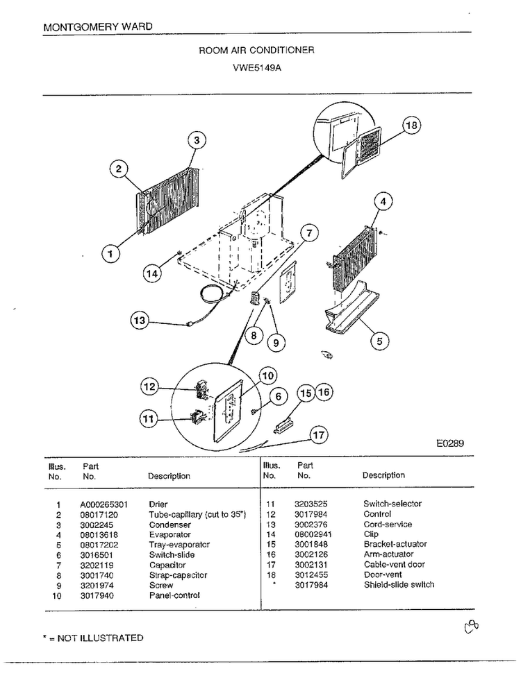 Room Air Conditioner Page 2 Diagram and Parts List for 5149A  Frigidaire Air Conditioner