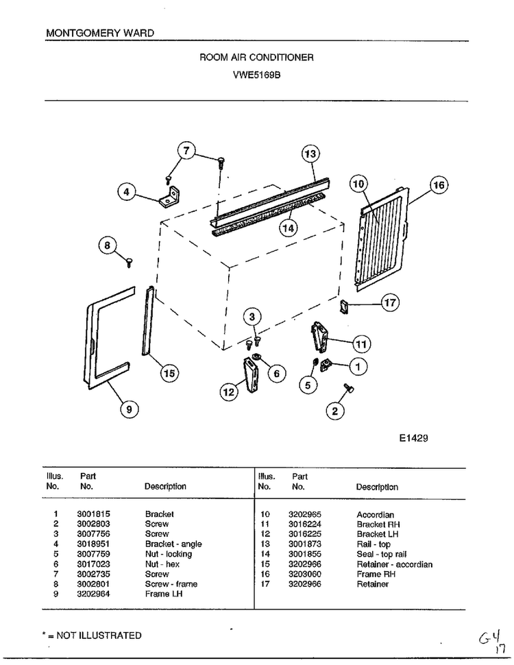 Room Air Conditioner Page 6 Diagram and Parts List for 5169B  Frigidaire Air Conditioner