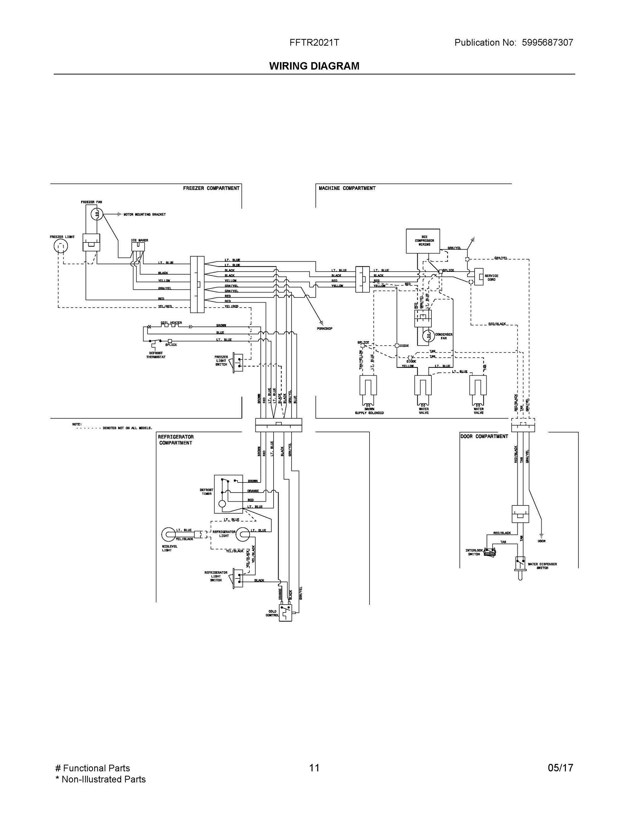 07 - WIRING DIAGRAM Diagram and Parts List for FFTR2021TD0  Frigidaire Refrigerator