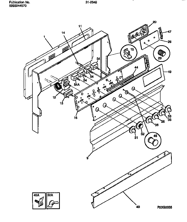BACKGUARD Diagram and Parts List for 31-2649-00-06  Tappan Range