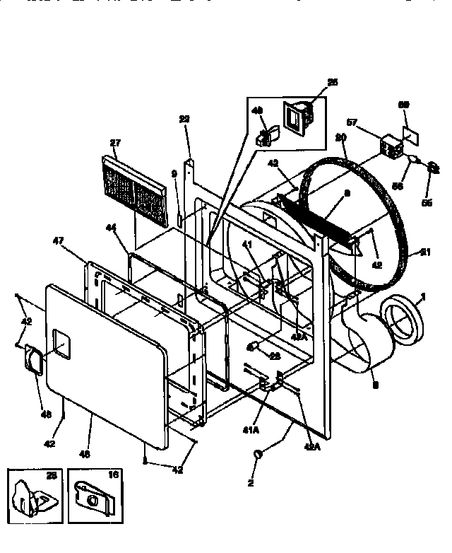 Front Panel/lint Filter Diagram and Parts List for FSG747GC  Frigidaire Dryer