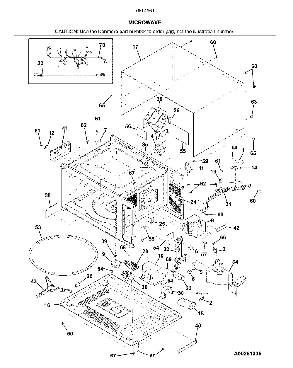 Microwave Diagram and Parts List for 79049612316  Kenmore Microwave