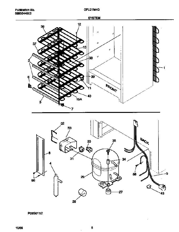 System Diagram and Parts List for GFU21M4GW1  Gibson Freezer
