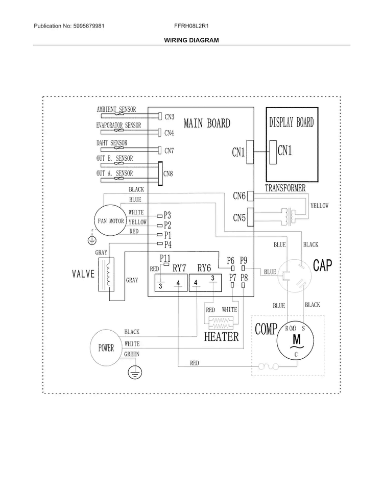 Wiring Diagram Diagram and Parts List for FFRH08L2R10  Frigidaire Air Conditioner
