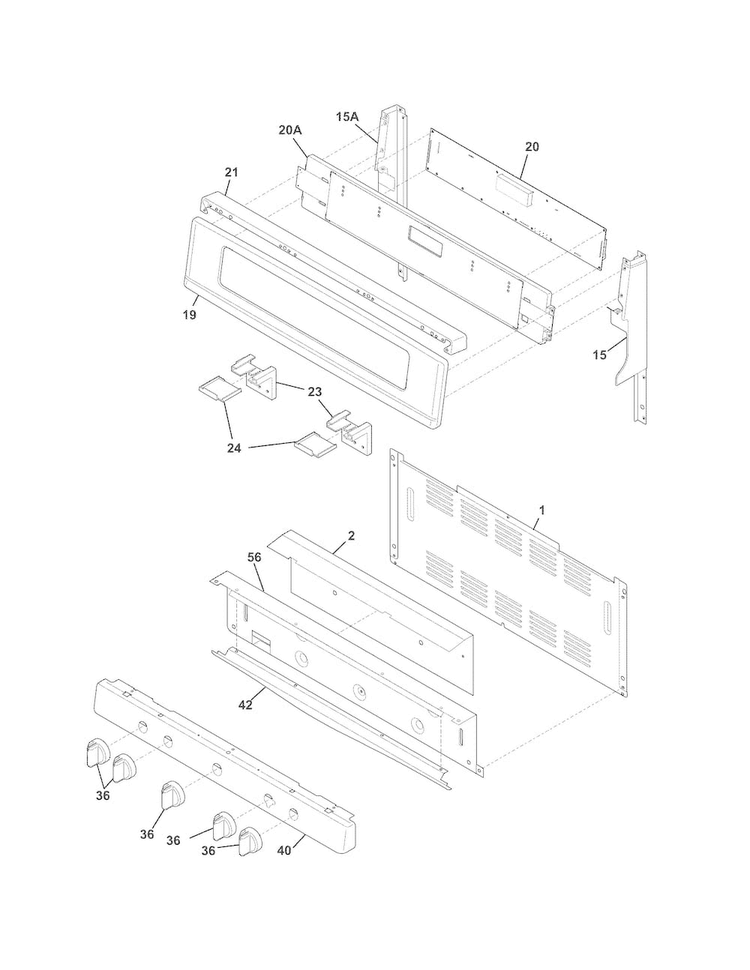 Backguard Diagram and Parts List for CGGF3056KFR  Frigidaire Range
