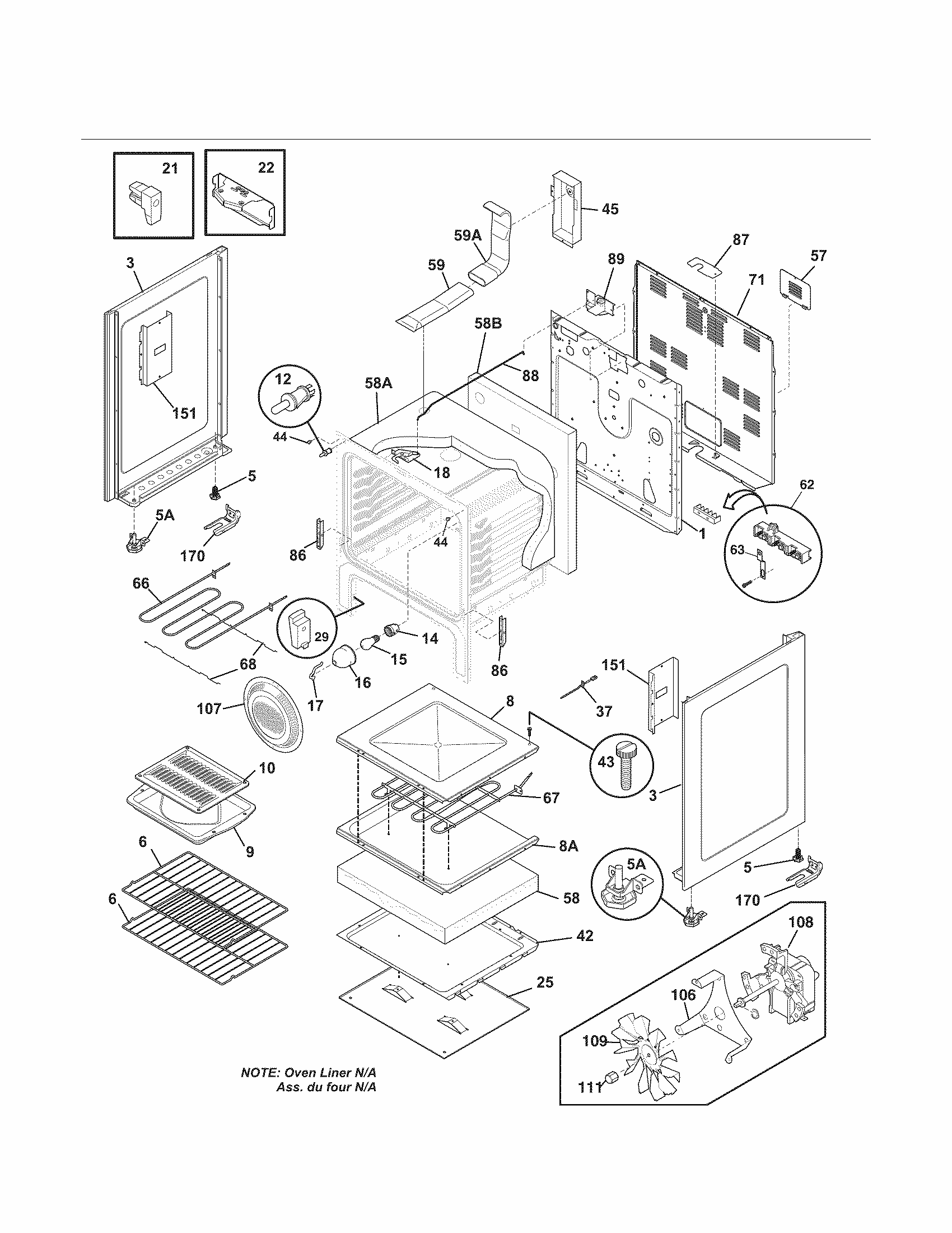 Body Diagram and Parts List for 79094053310  Kenmore Range