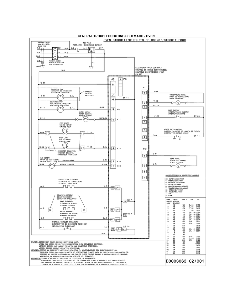 Wiring Diagram Diagram and Parts List for FGMC3065PFD  Frigidaire Microwave Oven Combo