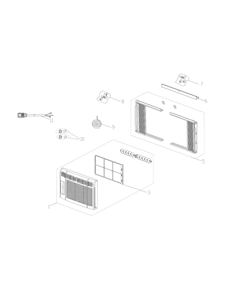 Recommended Spare Parts Diagram and Parts List for FRA053XT735  Frigidaire Air Conditioner