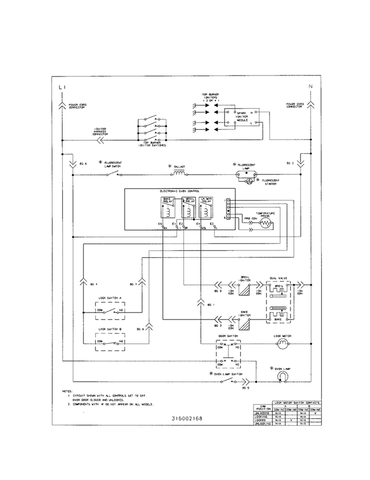 Wiring Diagram Diagram and Parts List for TGF355CGSA  Tappan Range