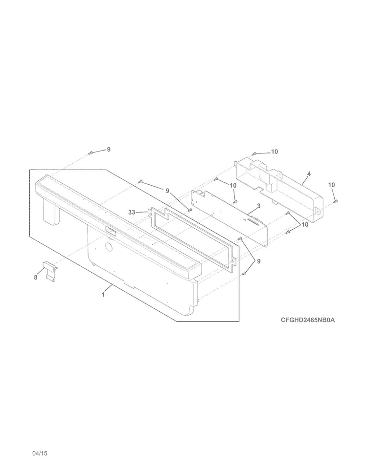 Control Panel Diagram and Parts List for FFID2421QS2A  Frigidaire Dishwasher