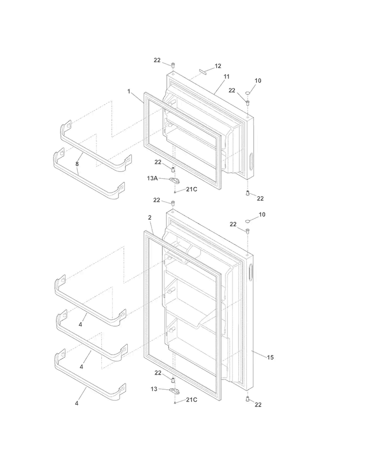 Door Diagram and Parts List for 25361724019  Kenmore Refrigerator
