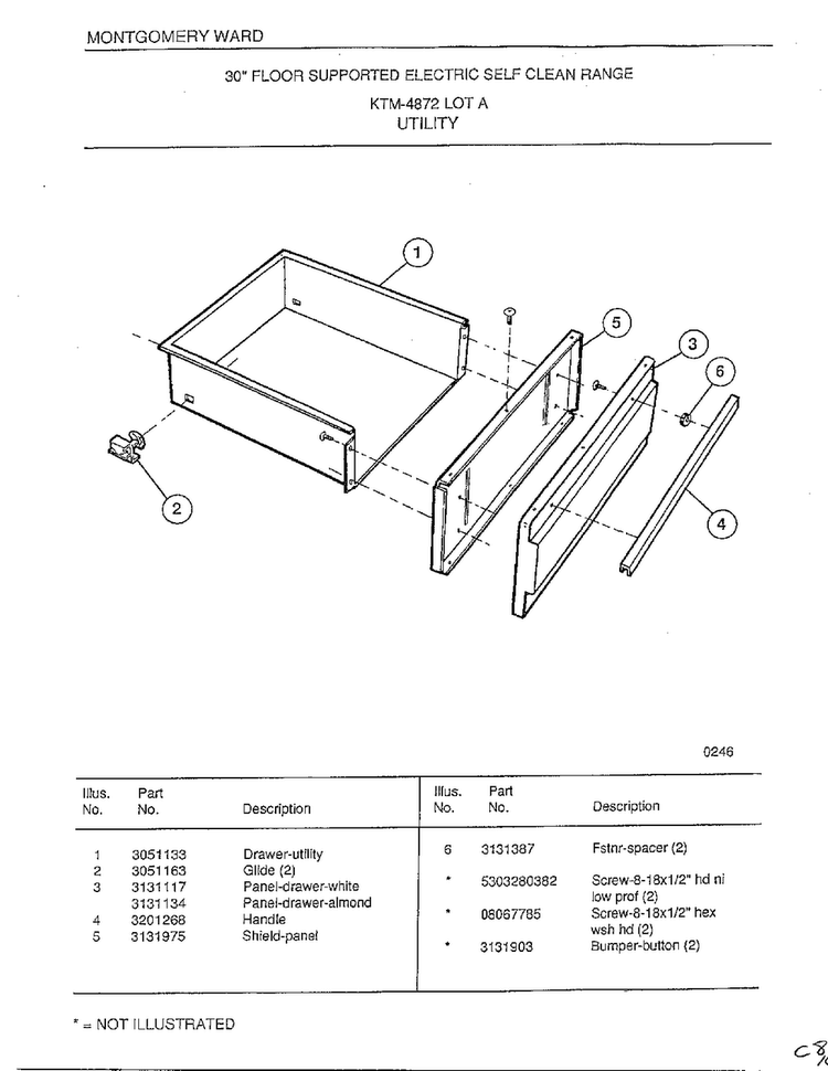 Utility Diagram and Parts List for 4872A  Frigidaire Range