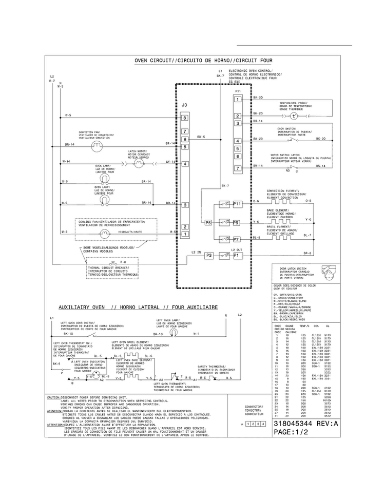 Wiring Diagram Diagram and Parts List for FPEF4085KFC  Frigidaire Range