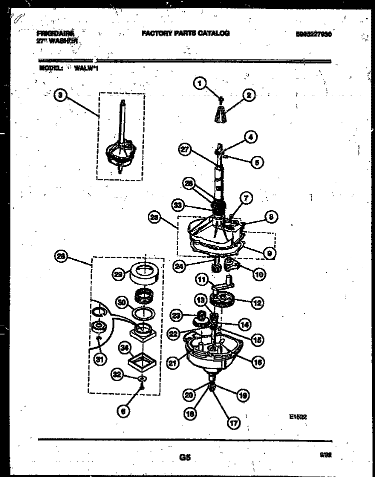 TRANSMISSION PARTS Diagram and Parts List for WALL1  Frigidaire Washer