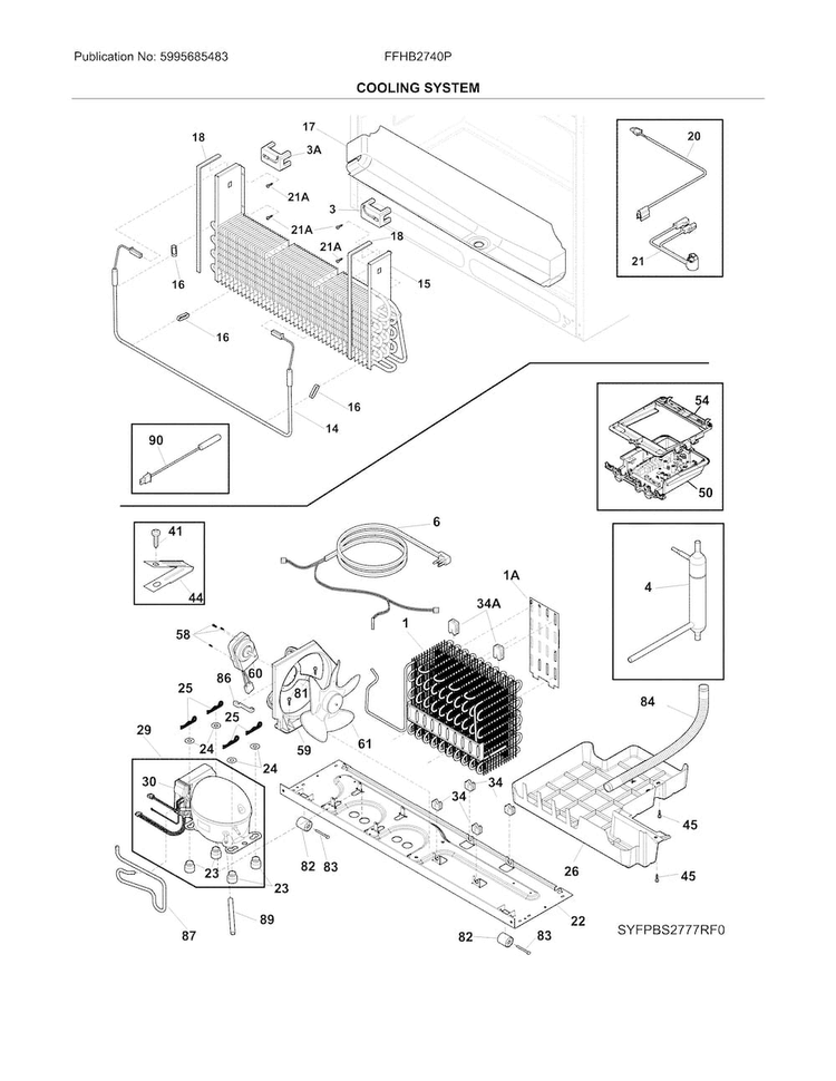 Cooling System Diagram and Parts List for FFHB2740PPDA  Frigidaire Refrigerator