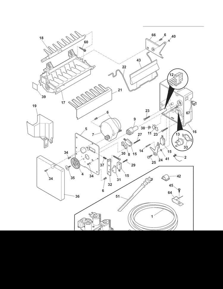Ice Maker Diagram and Parts List for EW26SS70IS6  Electrolux Refrigerator