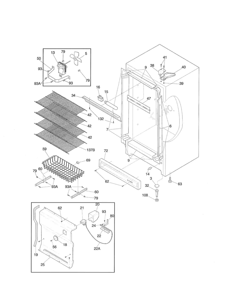 Cabinet Diagram and Parts List for 2539280414  Kenmore Freezer