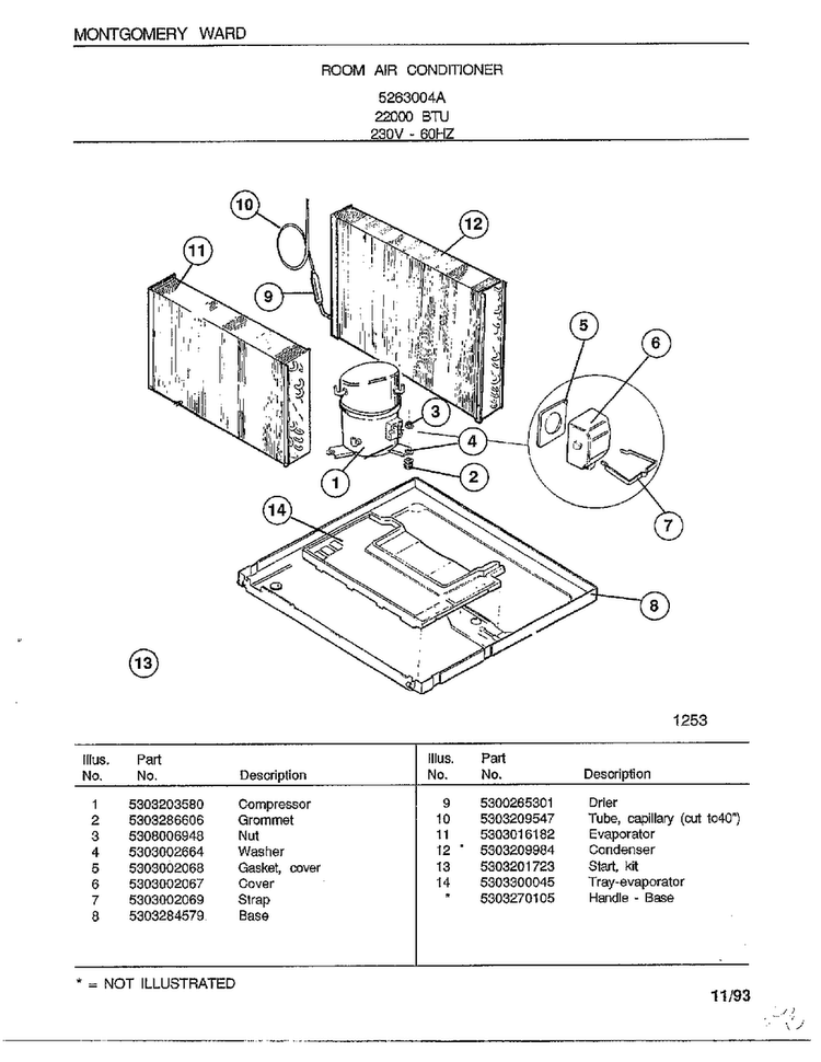 Room Air Conditioner Page 5 Diagram and Parts List for 5263004A  Frigidaire Air Conditioner