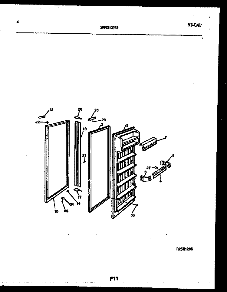 REFRIGERATOR DOOR PARTS Diagram and Parts List for RS227MCD2  Frigidaire Refrigerator