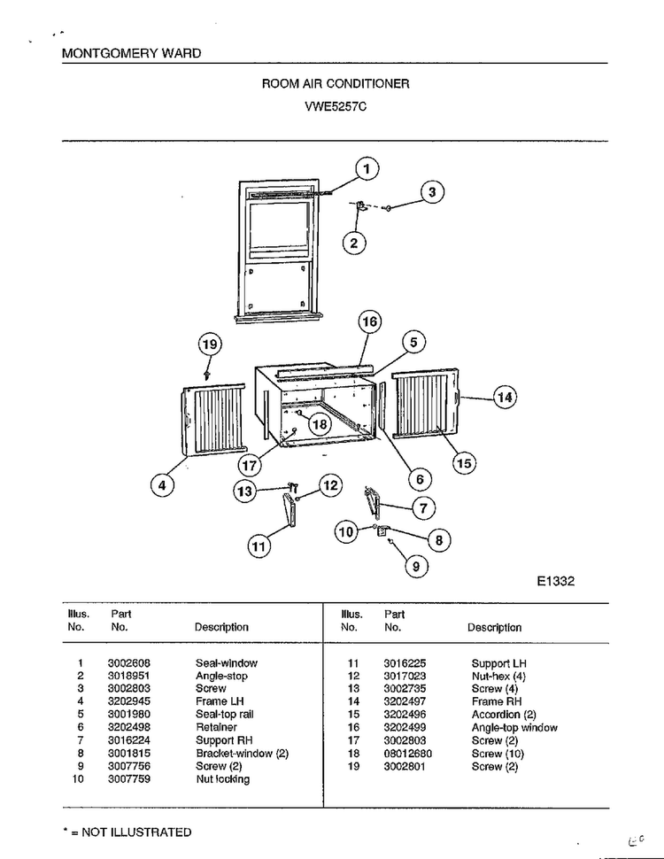 Room Air Conditioner Page 5 Diagram and Parts List for 5257C  Frigidaire Air Conditioner
