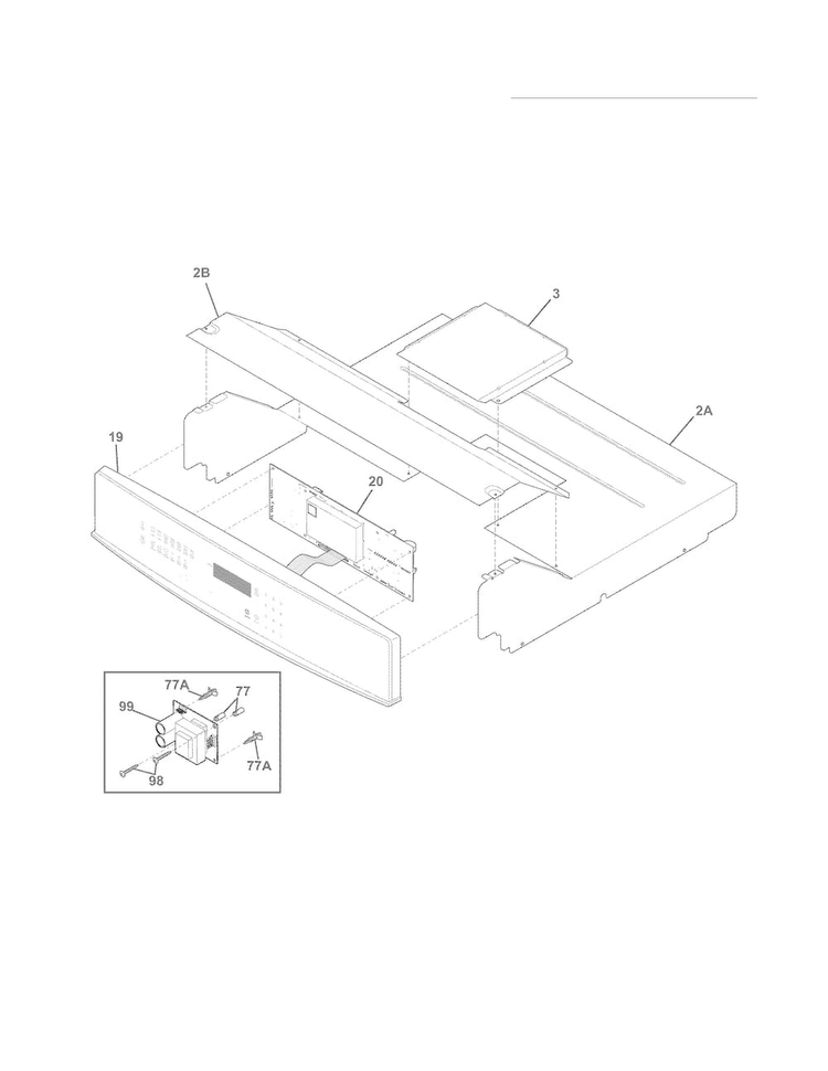 Control Panel Diagram and Parts List for EI30EW35KW1  Electrolux Wall Oven