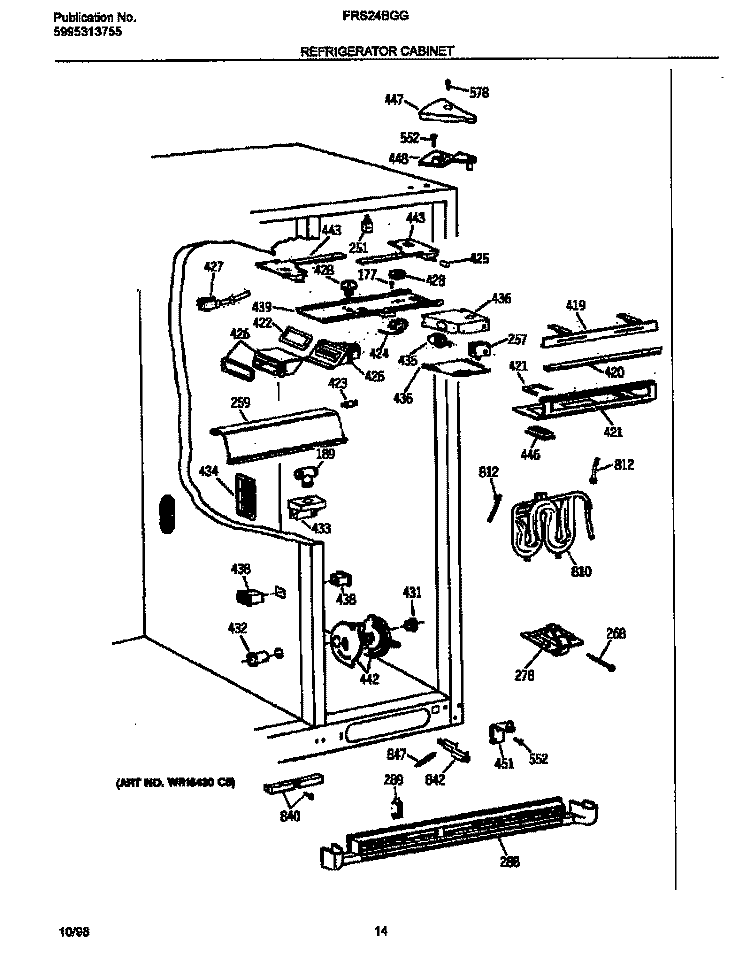 REFRIGERATOR CABINET Diagram and Parts List for FRS24BGGB0  Frigidaire Refrigerator