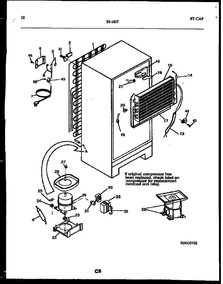 SYSTEM AND AUTOMATIC DEFROST PARTS Diagram and Parts List for 95-1437-23-05  Tappan Refrigerator