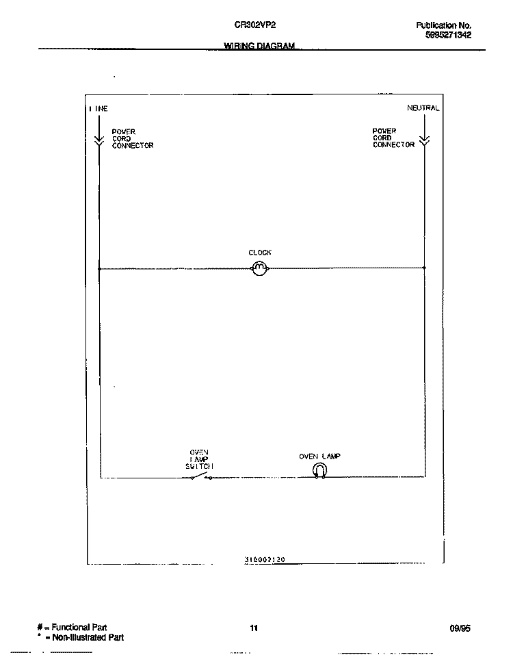 WIRING DIAGRAM Diagram and Parts List for CR302VP2W03  Frigidaire Range