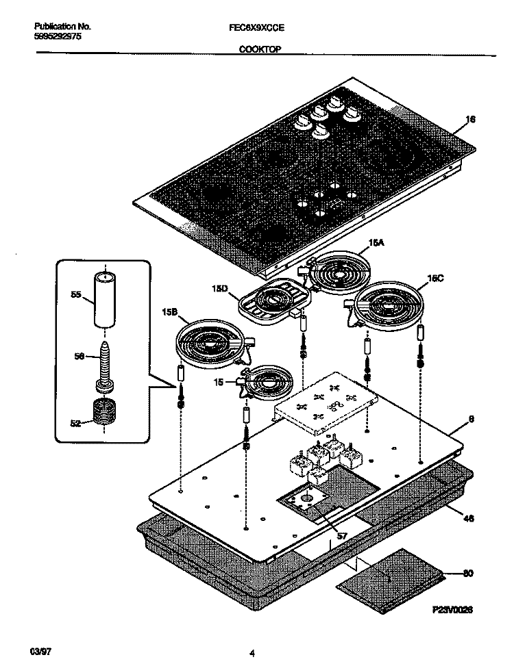 COOKTOP Diagram and Parts List for FEC6X9XCCE  Frigidaire Cooktop