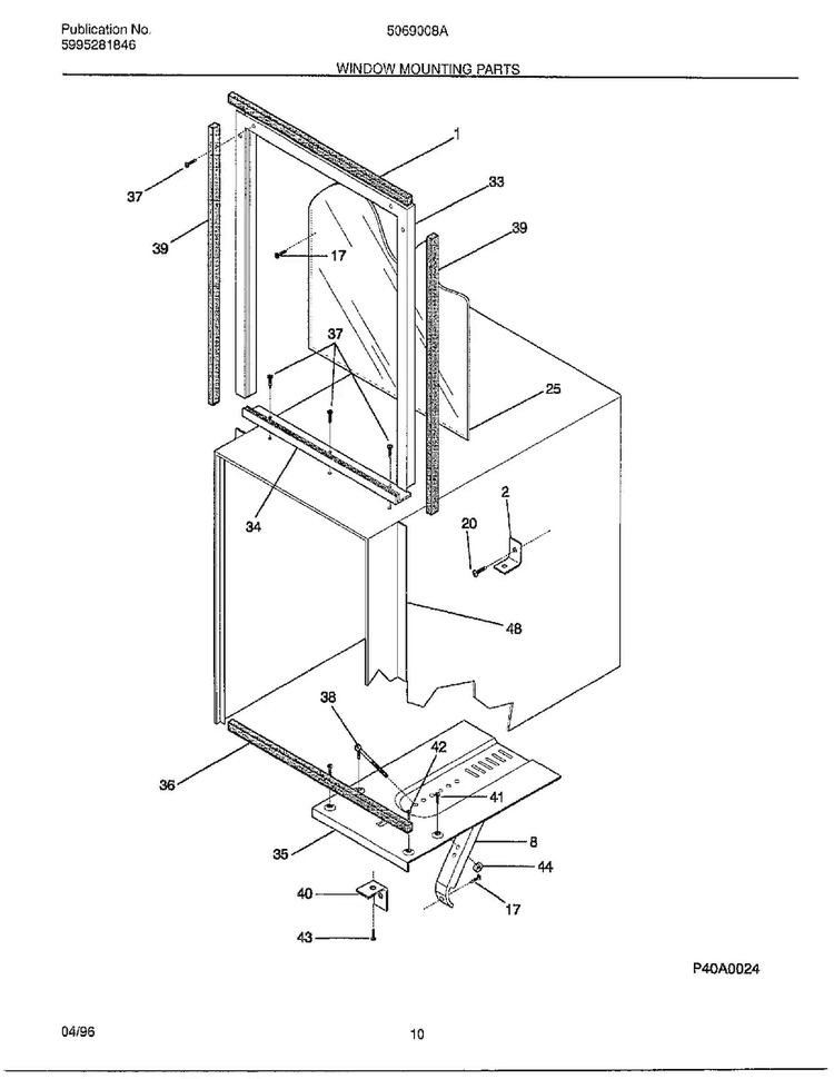 Window Mounting Parts Diagram and Parts List for 5069008A  Frigidaire Air Conditioner
