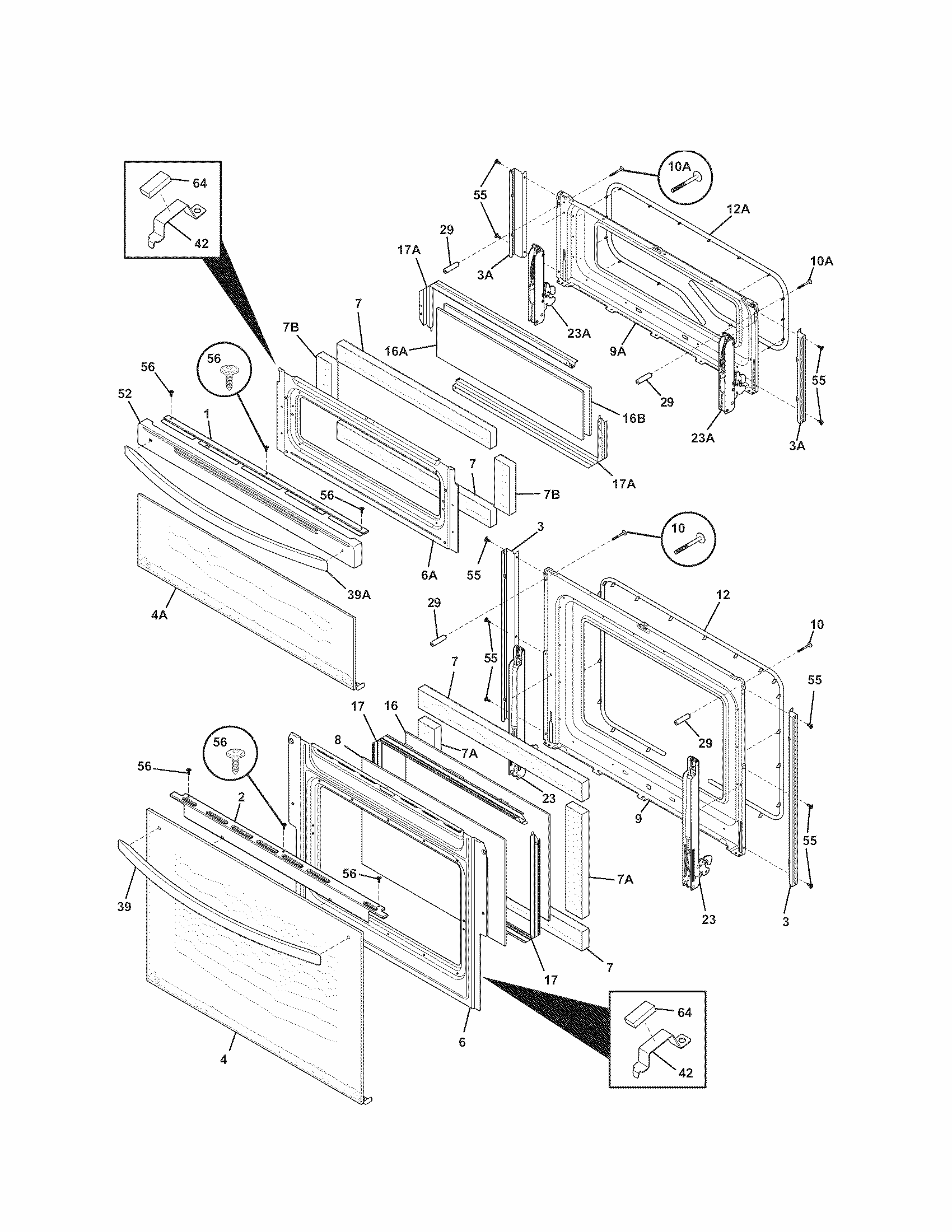 Doors Diagram and Parts List for 79098059002  Kenmore Range