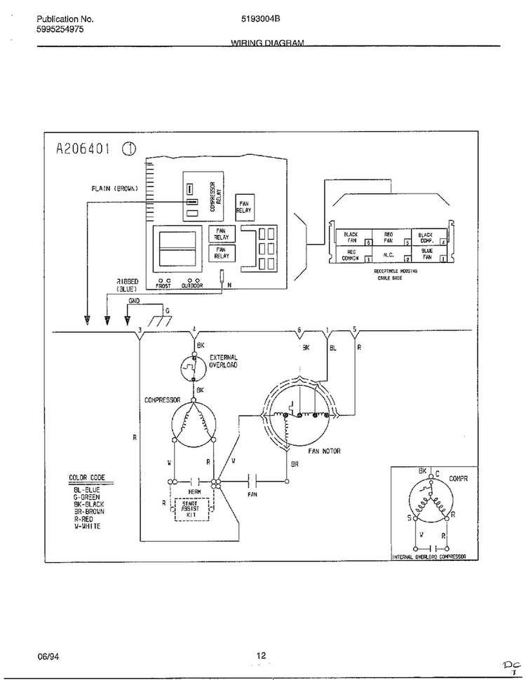Wiring Diagram Diagram and Parts List for 5193004B  Frigidaire Air Conditioner