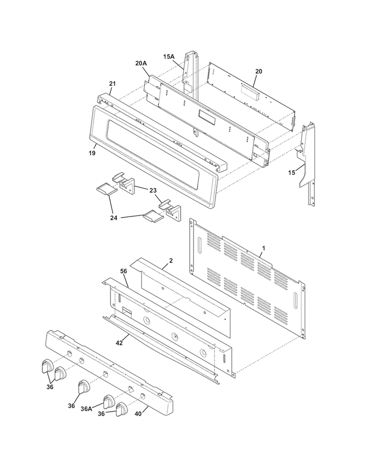 Backguard Diagram and Parts List for CGGF3056KFP  Frigidaire Range