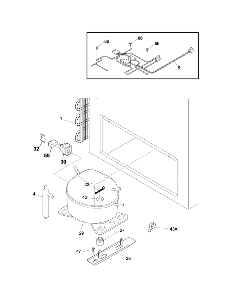 System Diagram and Parts List for GLFC1526FWC  Frigidaire Freezer
