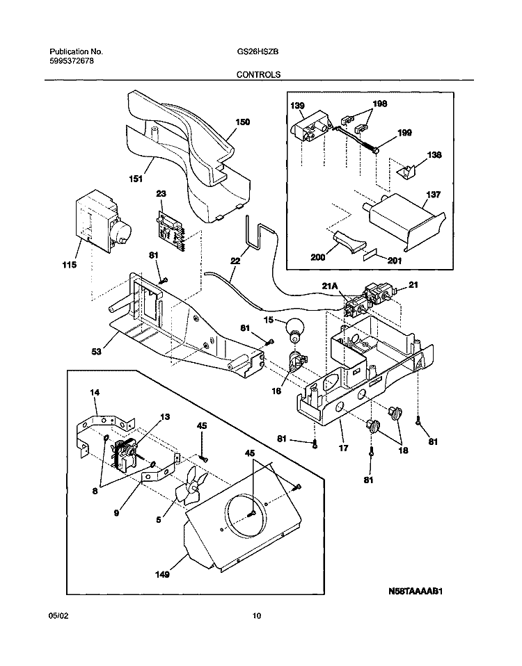 CONTROLS Diagram and Parts List for GS26HSZBC0  Frigidaire Refrigerator
