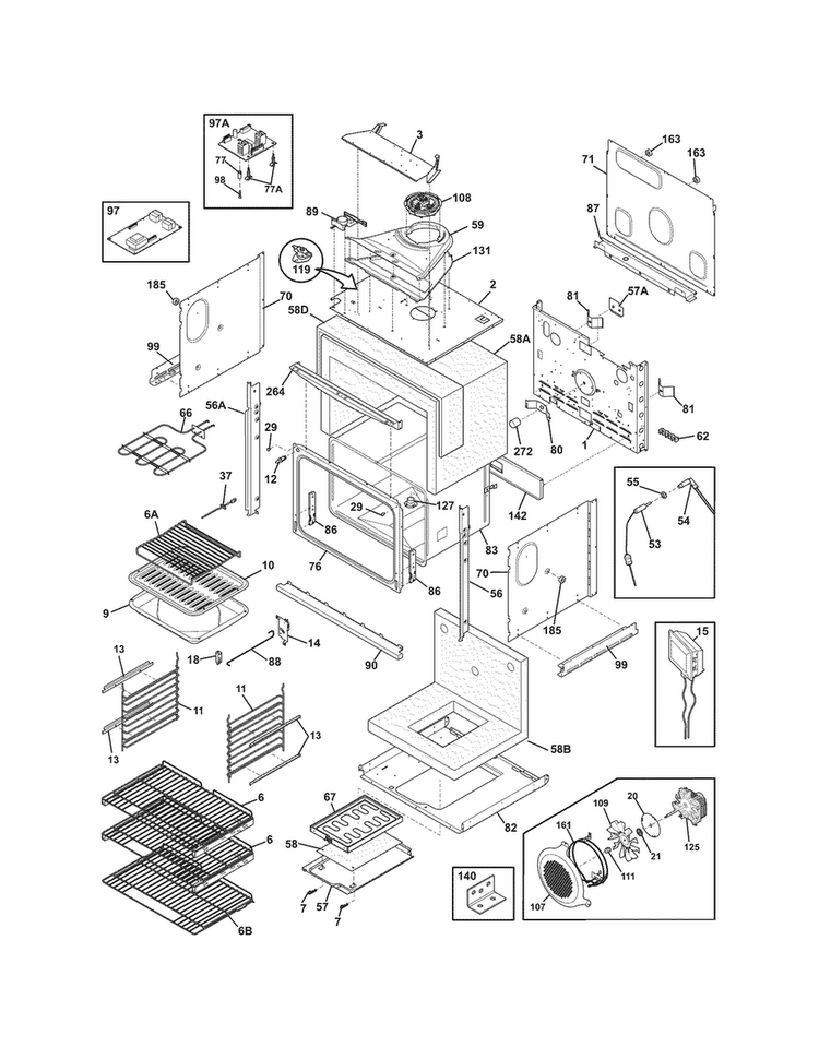 Body Diagram and Parts List for EW27EW55GS8  Electrolux Wall Oven