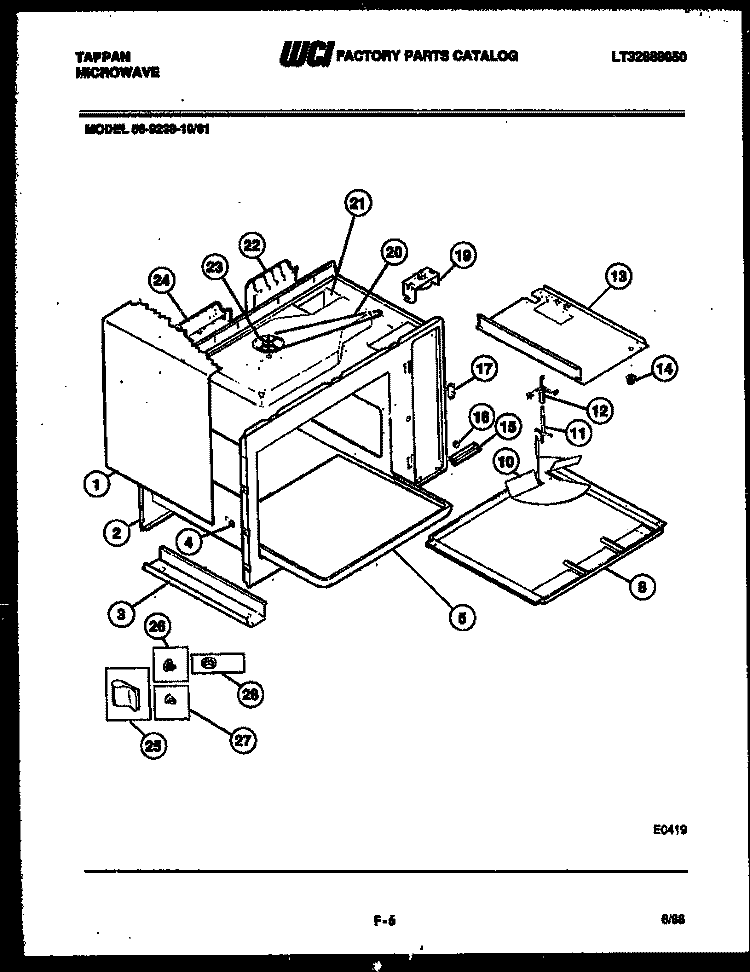 BODY PARTS Diagram and Parts List for 56-9238-10-01  Tappan Microwave