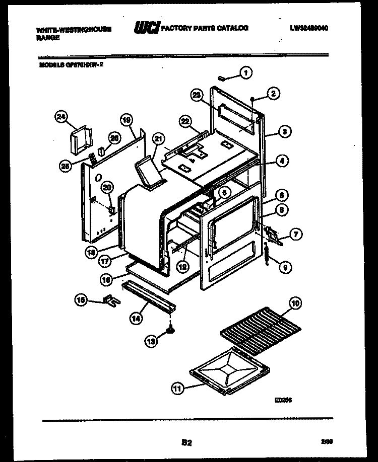 BODY PARTS Diagram and Parts List for GF670HXW2  Frigidaire Range