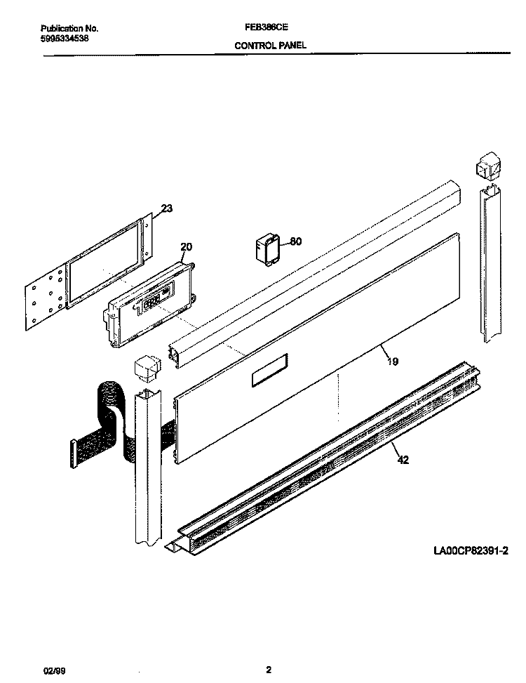 CONTROL PANEL Diagram and Parts List for FEB386CEBH  Frigidaire Wall Oven