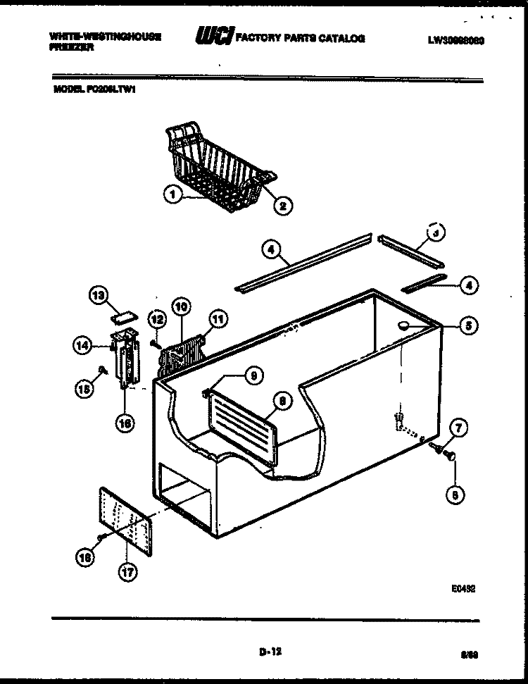DOOR PARTS Diagram and Parts List for RT196LCW0  Frigidaire Refrigerator