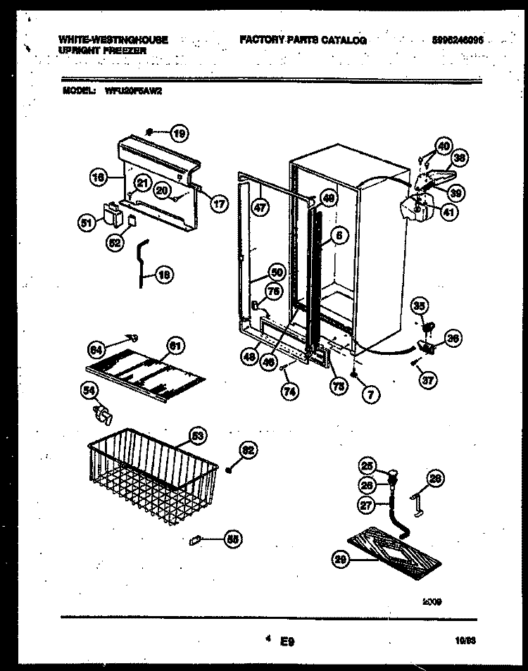 CABINET PARTS Diagram and Parts List for WFU20F5AW2  Frigidaire Freezer